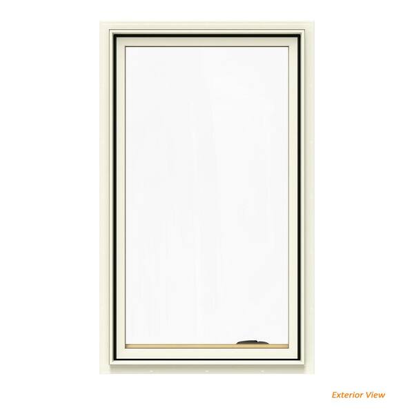 JELD-WEN 24.75 in. x 48.75 in. W-2500 Series Cream Painted Clad Wood Right-Handed Casement Window with BetterVue Mesh Screen