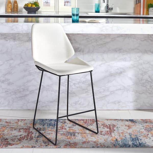 Masami 26 in. Cream/Black Metal Counter Stool