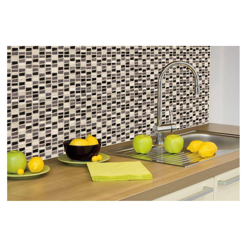 12'' x 12'' Gray and Beige Porcelain Mosaic Tile
