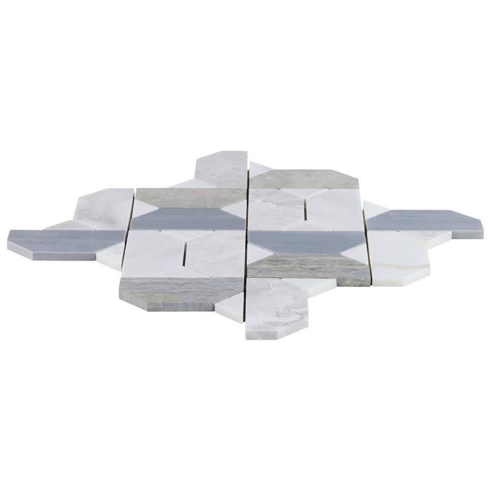 Pledge 12x12 Polished Marble Geometric Mosaic Tile