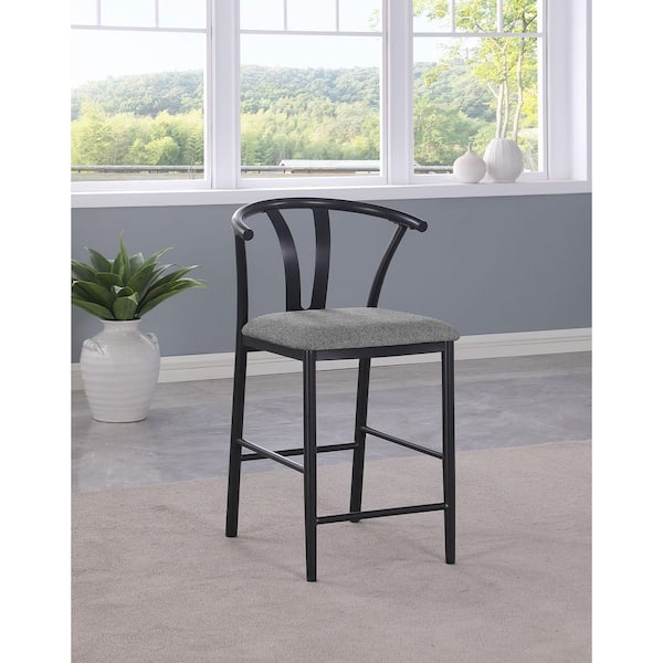 Coaster Dolman Grey and Black Upholstered Seat Slat Back Counter Height Chair (Set of 2)