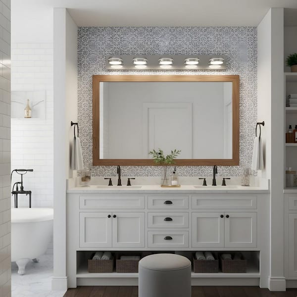 35.4 in. 5-Light LED Bathroom Vanity Light with Dimmable 6000K Light and 270° Rotatable Shade