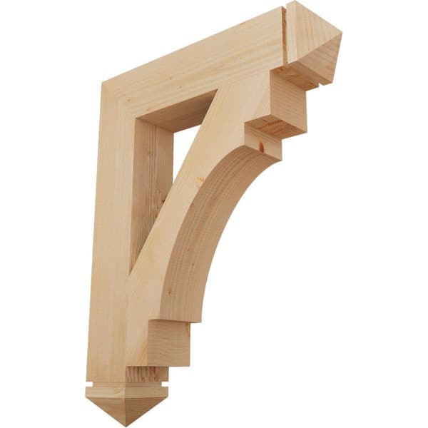 Ekena Millwork 5.5 in. x 38 in. x 30 in. Douglas Fir Merced Arts and Crafts Smooth Bracket