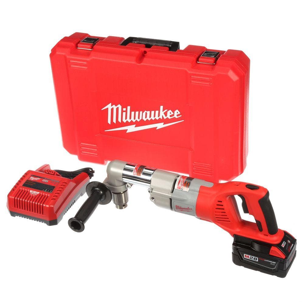 Milwaukee M28 28V Lithium-Ion Cordless 1/2 in. Right Angle Drill w/(1)  3.0Ah Batteries  Charger 0721-21 The Home Depot
