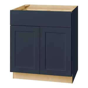 Avondale 30 in. W x 24 in. D x 34.5 in. H Ready to Assemble Plywood Shaker Base Kitchen Cabinet in Ink Blue