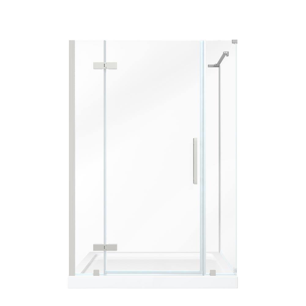 Tampa Satin Nickel Frameless Corner Shower Kit with Acrylic Base