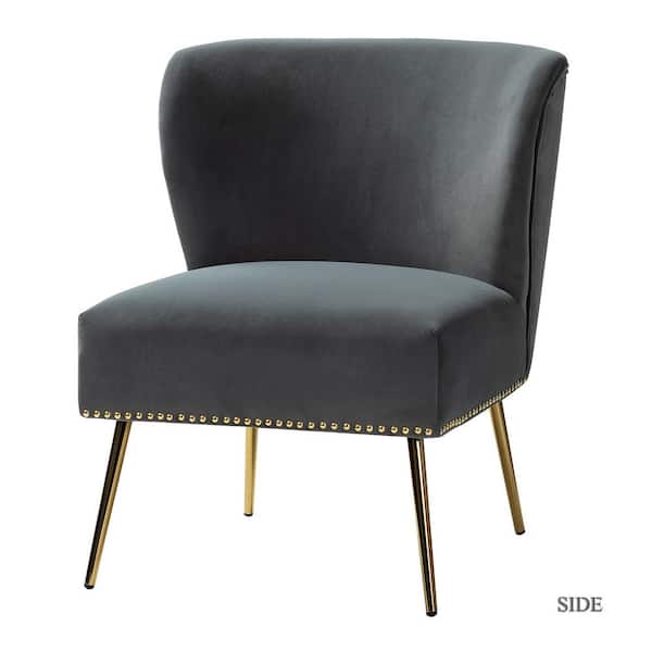 JAYDEN CREATION Basilio Grey Accent Chair with Nailhead Trim