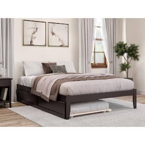 Colorado 60 1/4 in. W Espresso Dark Brown Queen Size Solid Wood Frame with Twin XL Pull Out Trundle Platform Bed