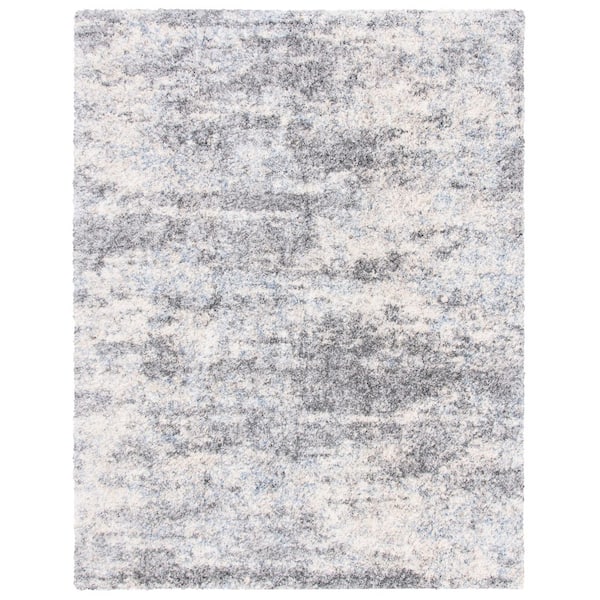 Berber Shag 8 ft. x 10 ft. Gray/Cream Distressed Solid Area Rug
