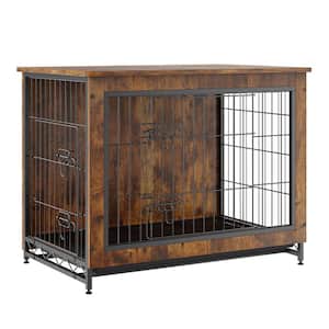 Dog Crate Furniture 32 inch Wooden Dog Crate with Double Doors Heavy-Duty Dog Cage End Table Dog Kennel