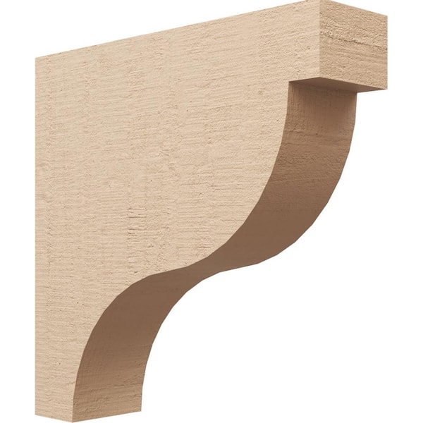 Ekena Millwork 6-in. x 24-in. x 24-in. Series 1 Thin Garner Rough Cedar Woodgrain Timberthane Polyurethane Corbel, Primed Tan