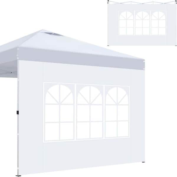2-Piece Instant Canopy Sidewalls 10 x 10 for Pop Up Canopy w/ Church Window Waterproof White (Canopy Tent Not Included)