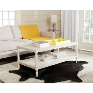 Bela 48 in. White Wood Coffee Table with Shelf