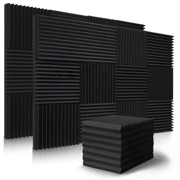 2 in. x 12 in. x 12 in. Black Foam Sound Absorbing Panel, Fire Resistant Soundproof Wedges Panels (50-Pack)
