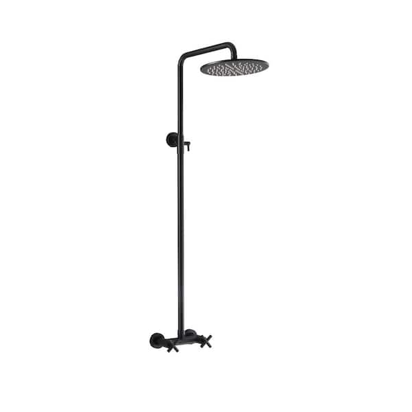 2-Handle Claw Foot Tub Faucet 1-Spray Patterns with 1.8 GPM 10 in. Wall Mount Waterfall Fixed Shower Head in Matte Black