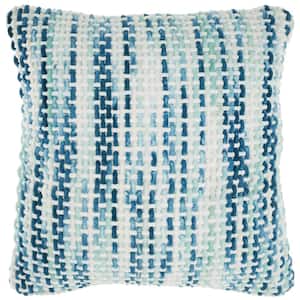 Life Styles Aqua Textured Handmade 20 in. x 20 in. Throw Pillow