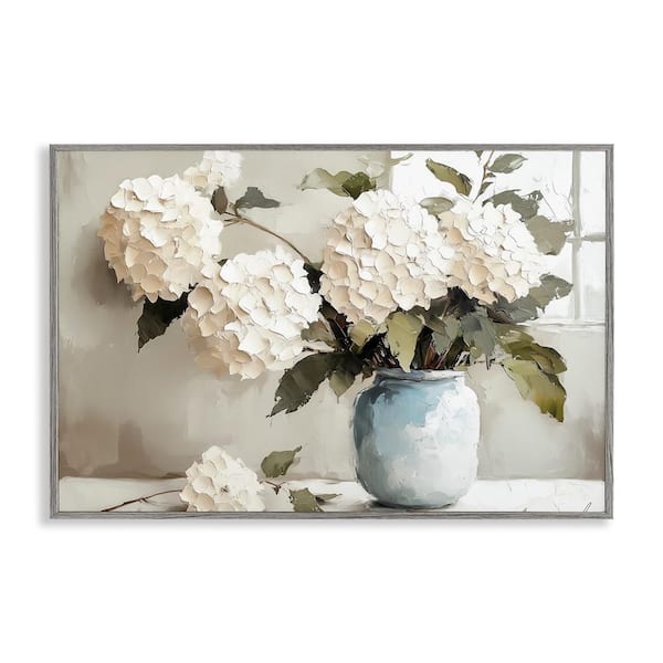 Daubed Hydrangea Petals Bouquet by Annabelle Hall 1 Piece Gray Framed Nature Giclee Art Print 16 in. x 24 in.