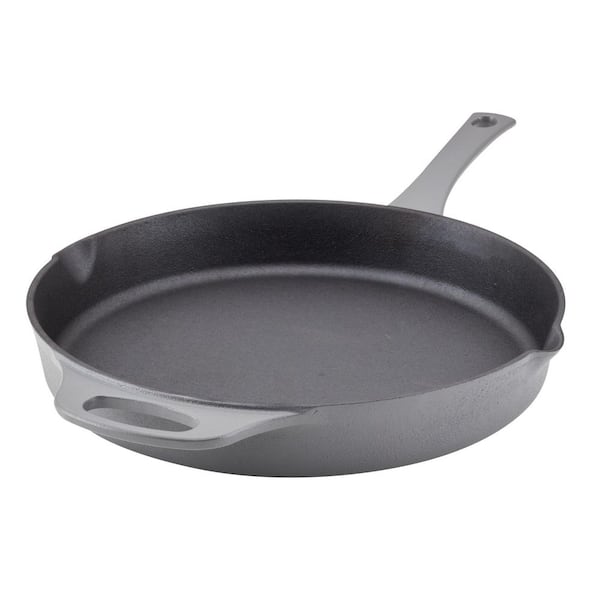 Rachael Ray 4qt Enameled Cast Iron 3-in-1 Dutch Oven Skillet Saute Combo  Gray : Target