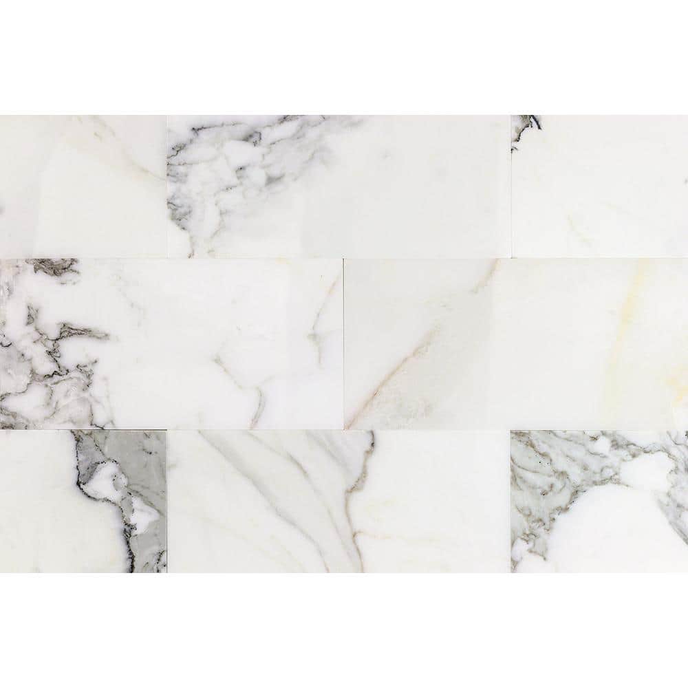 Calacatta 6" x 12" Glossy Marble Look Subway Tile