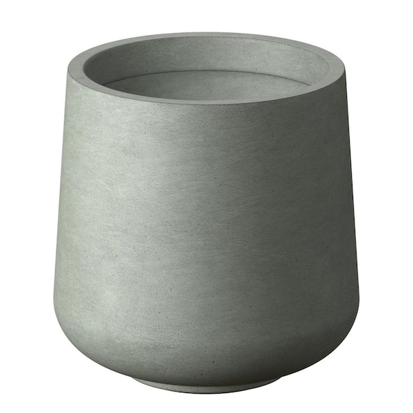 13 in. Medium Sage Gray Concrete Round Planter / Pot with Drainage Holes