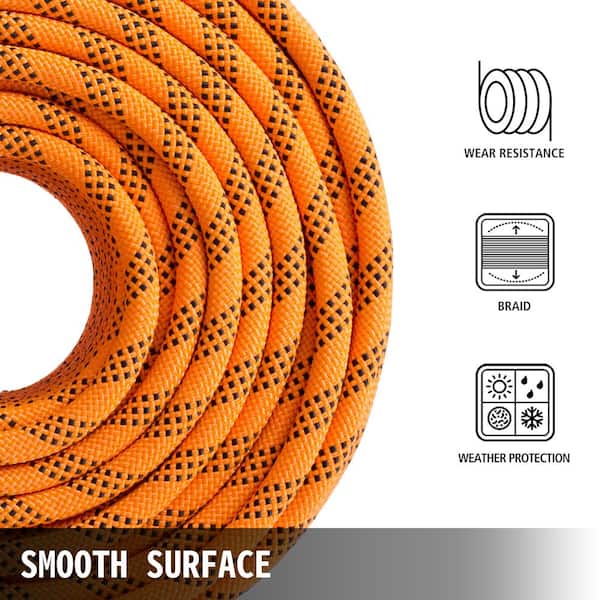 Double Braided Polyester Rope (1/2 in x 100 ft) Strong Arborist Rigging  Rope 48 Strands for Tree Work Climbing Pulling Sailing, Black/Orange