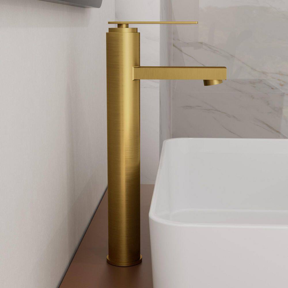 Single Handle Single Hole Bathroom Faucet with Valve in Brushed Gold (1-Pack) price history on PriceWatchPro