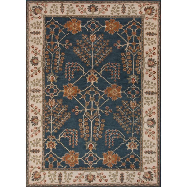 Hand-Tufted Dark Blue 10 ft. x 14 ft. Oriental Area Rug