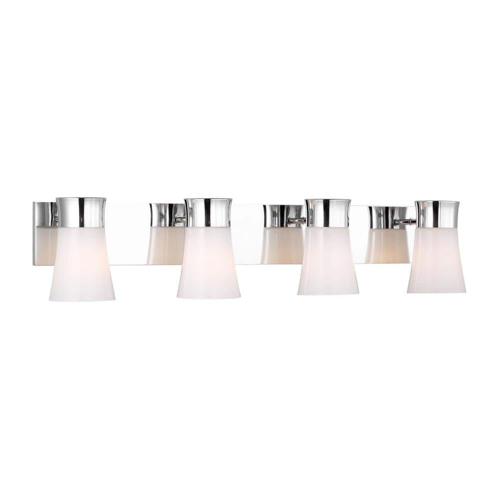 Roy 32.25 in. 4-Light Chrome Extra Large Vanity Light with Milk Glass Shades price history on PriceWatchPro
