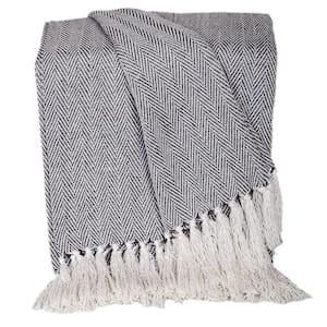 Beautiful Gray Cotton Handloomed Throw from Parkland Collection