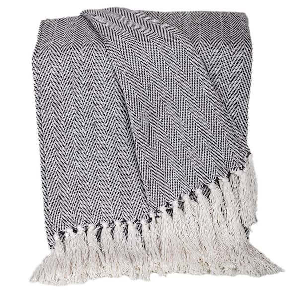 PARKLAND COLLECTION Beautiful Gray Cotton Handloomed Throw from Parkland Collection