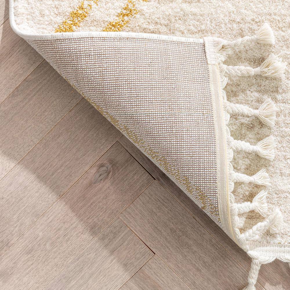 Kennedy Ivory and Yellow Round Synthetic Kids Rug
