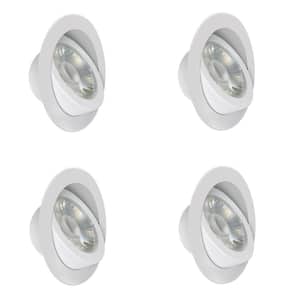 4 in. Integrated LED Selectable CCT Dimmable CEC Tethered J-Box Adjustable Angle Canless Recessed Light White, 4-Pack