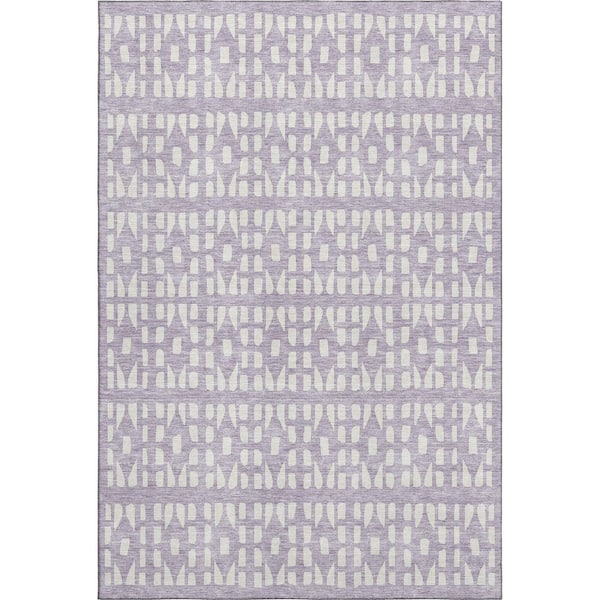Mayfield Premium Machine Washable Abstract AMF963 Lavender 8 ft. x 10 ft. Area Rug