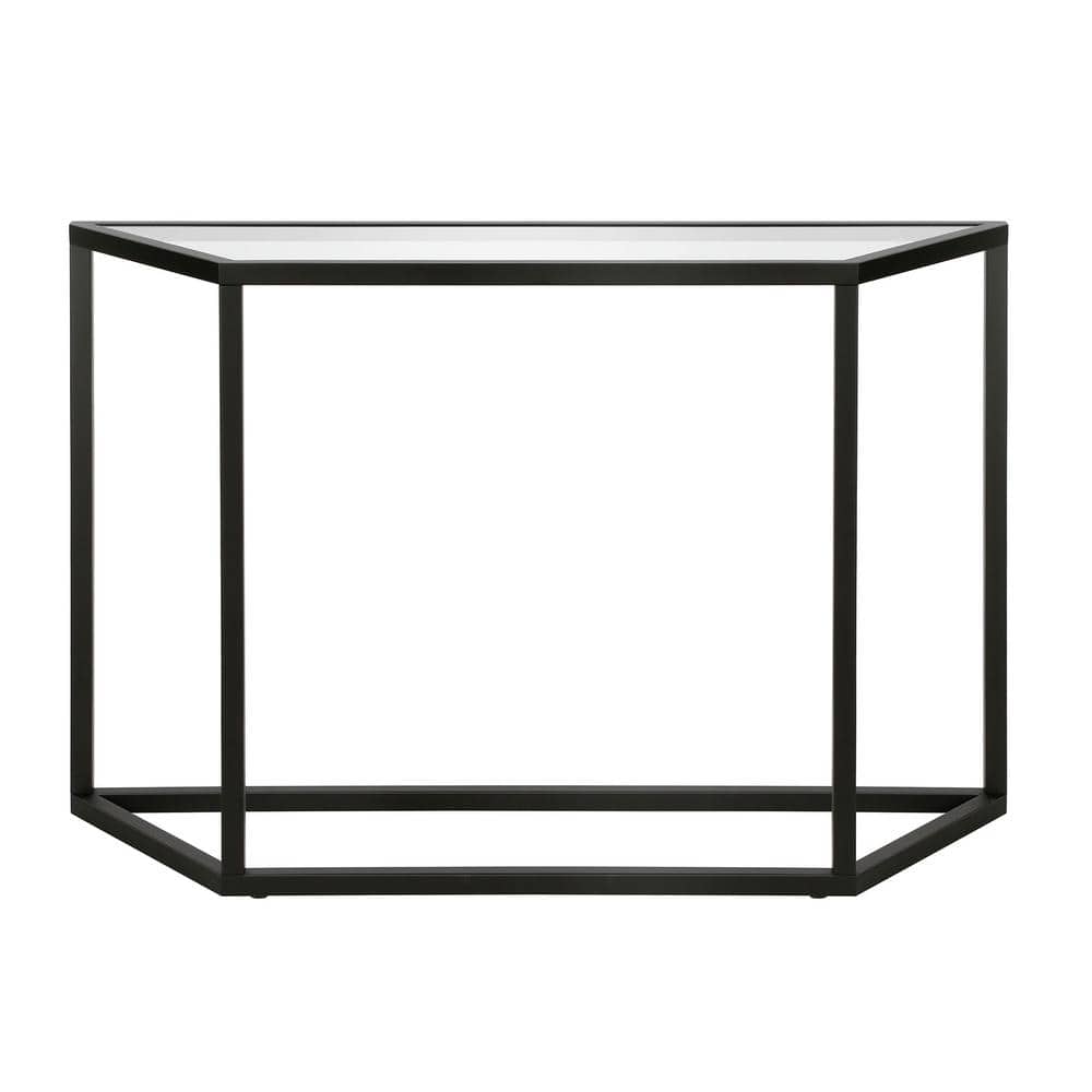 Modern Blackened Bronze 44" Console Table with Glass Shelf