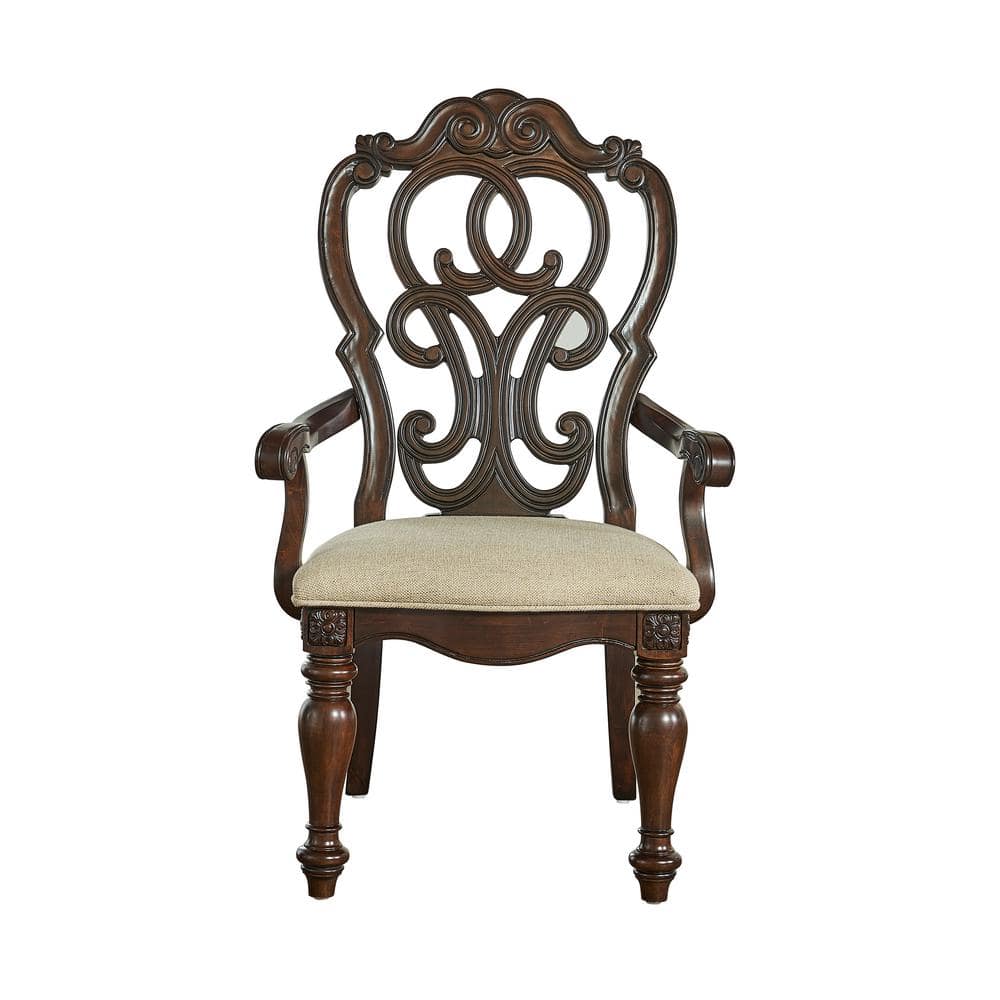 Traditional Warm Brown Pecan Wood Accent Chair