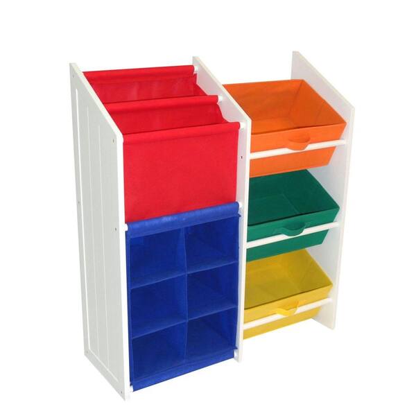 RiverRidge Home 30 in. x 34 in. Primary Folding 3-Super Storage Bins with 6 Small Cubbies Cabinet in Multi-Color