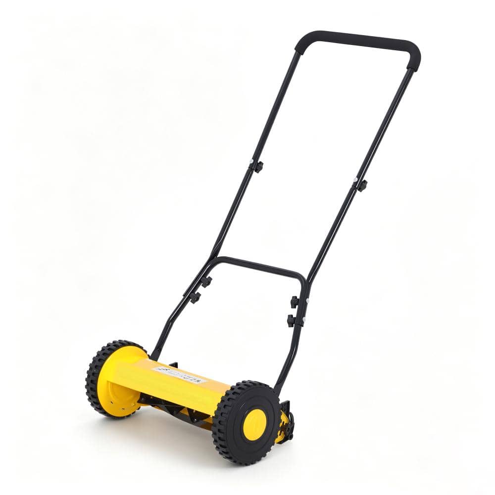 Collapsible 14 in.Yellow 5-Blade Manual Push Reel Lawn Mower with Adjustable Cutting Height for Small Lawns price history on PriceWatchPro