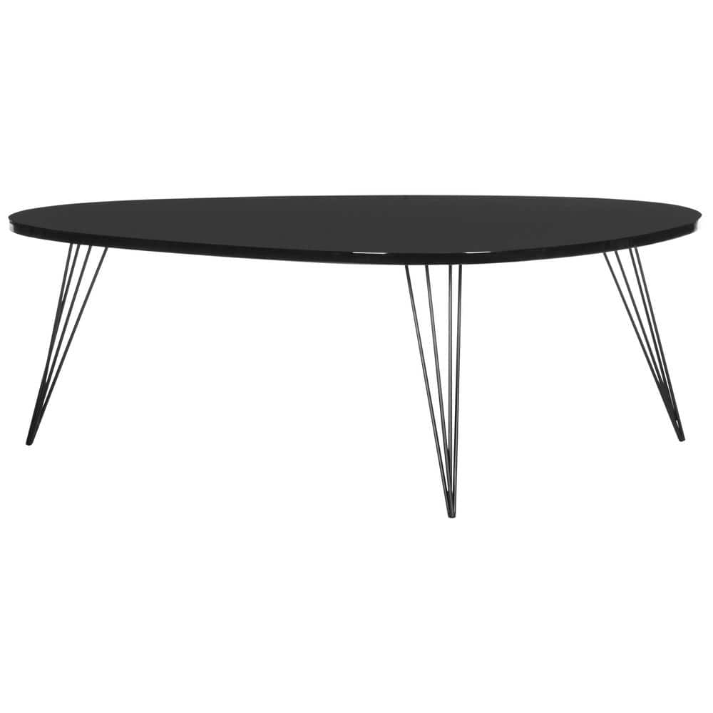Wynton Triangular Black Wood & Iron Coffee Table - 44"W