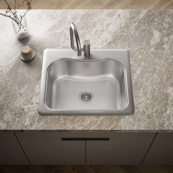 Staccato Drop-In Stainless Steel 25 in. 1-Hole Single Bowl Kitchen Sink