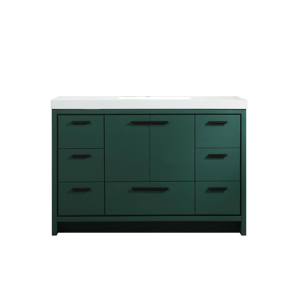 Simply Living 48 in. Single Bathroom Vanity in Green with Resin Vanity Top 