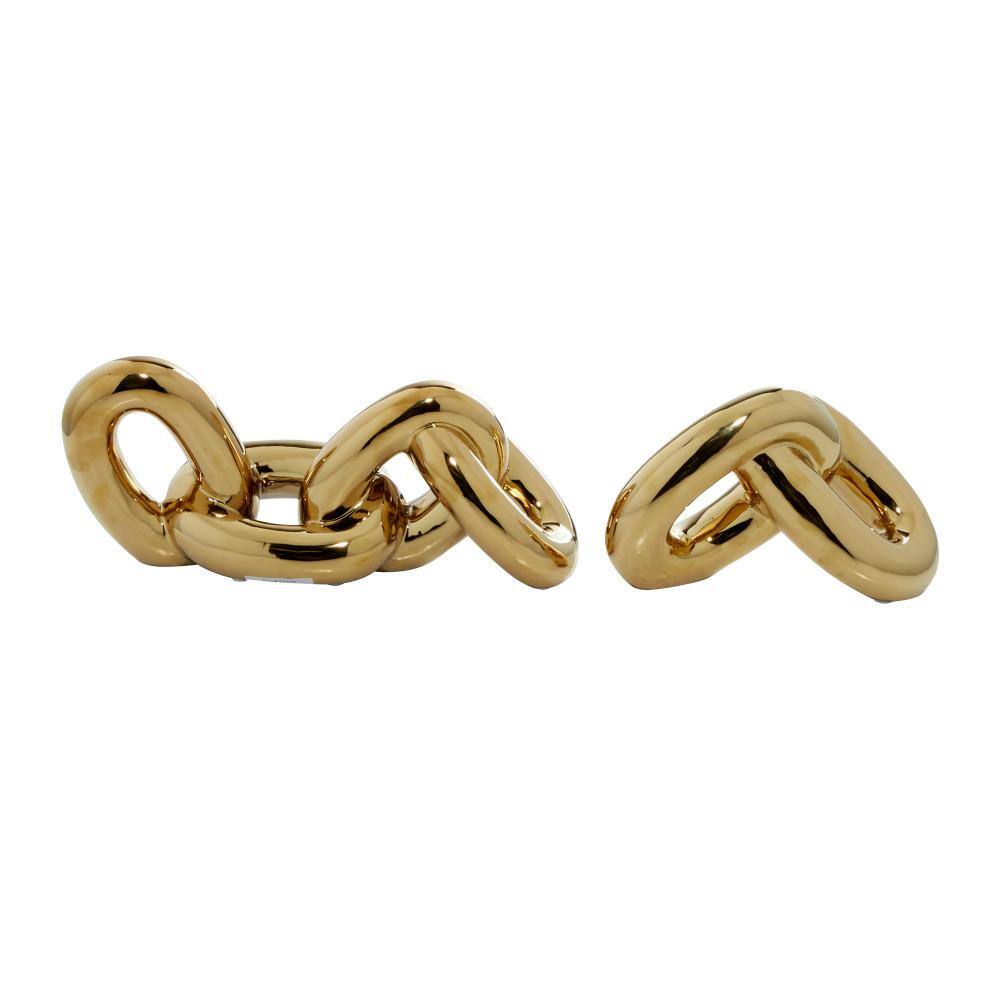 Gold Porcelain Chain Sculpture Set, 15" and 10"