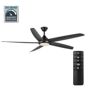 Highstone 70 in. White Color Changing Indoor/Outdoor Matte Black Smart Ceiling Fan with Remote Powered by Hubspace