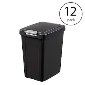 7.5-Gallon TouchTop Wastebaskets with Titanium Latch in Black 12-Pack
