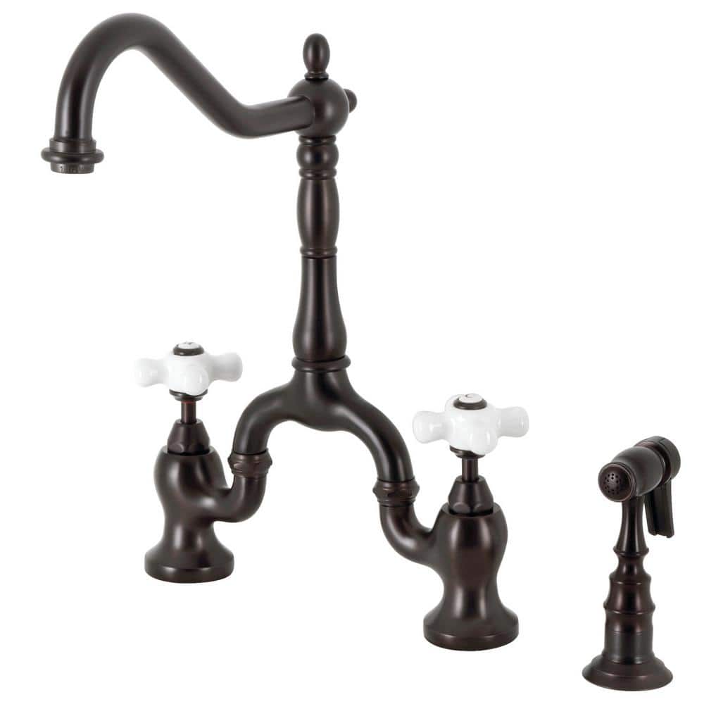 Kingston Brass English Country DoubleHandle Deck Mount Gooseneck