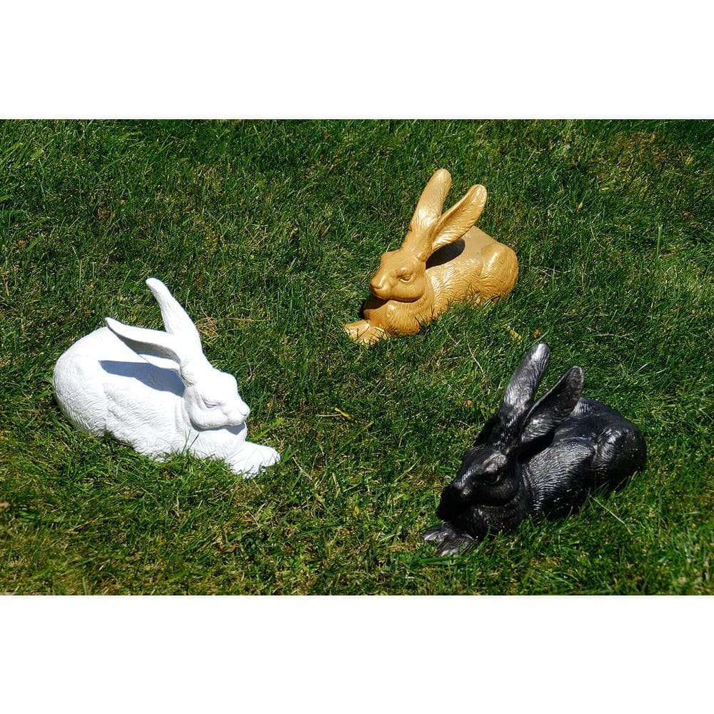 Charcoal Cast Aluminum Rabbit Garden Statue
