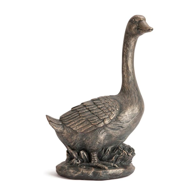 20 in. H MGO Faux Bronze Goose Garden Statue