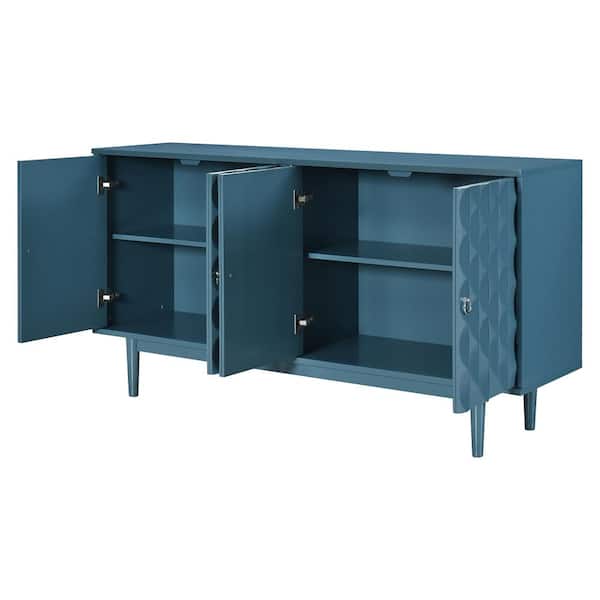 COWLOWN 60.7 in. W x 15.7 in. D x 32.4 in. H Bathroom Navy Blue Linen Cabinet