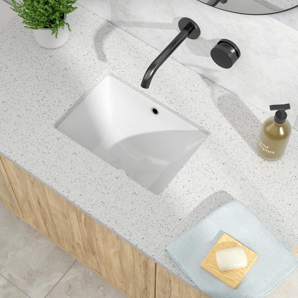 18.5" White Ceramic Rectangle Undermount Bathroom Sink