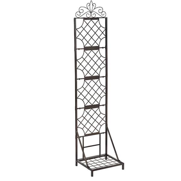 67 in. Grid Metal Lattice Trellis with Planter Stand