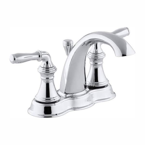 KOHLER Devonshire 4 in. Centerset 2-Handle Mid-Arc Water-Saving Bathroom Faucet in Polished Chrome
